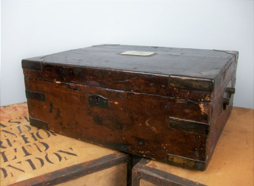 19TH CENTURY BRASS BOUND MILITARY CAMPAIGN DOCUMENT BOX FROM THE BOER WAR ERA CIRCA 1900 - ADDITIONAL PHOTO 1