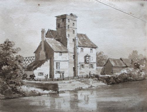 sketch watercolour depicting canonbury tower islington london - CATEGORY: ANTIQUE ART - DATED 19TH CENTURY