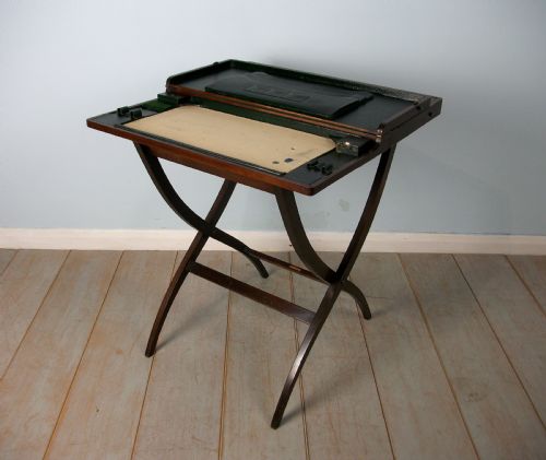MAHOGANY MILITARY CAMPAIGN FOLDING DESK AND GAMES TABLE - ADDITIONAL PHOTO 2