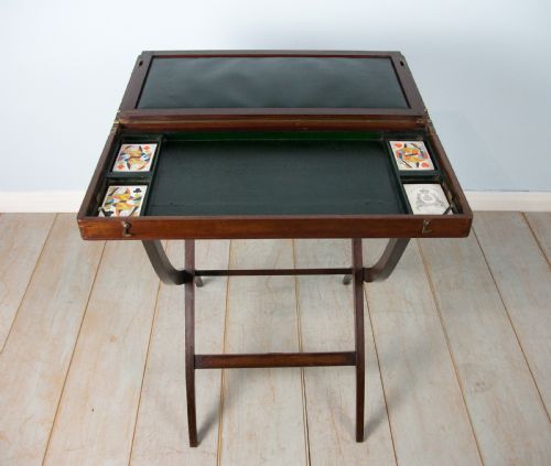 MAHOGANY MILITARY CAMPAIGN FOLDING DESK AND GAMES TABLE - ADDITIONAL PHOTO 4