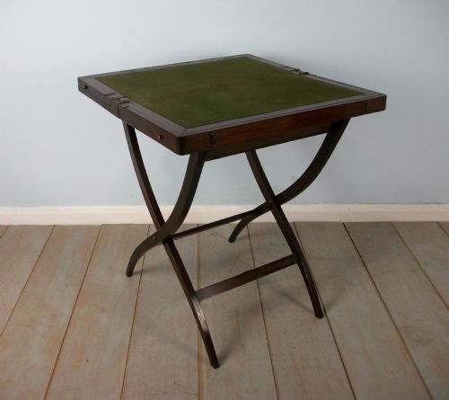 MAHOGANY MILITARY CAMPAIGN FOLDING DESK AND GAMES TABLE - ADDITIONAL PHOTO 6