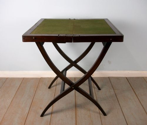 MAHOGANY MILITARY CAMPAIGN FOLDING DESK AND GAMES TABLE - ADDITIONAL PHOTO 7