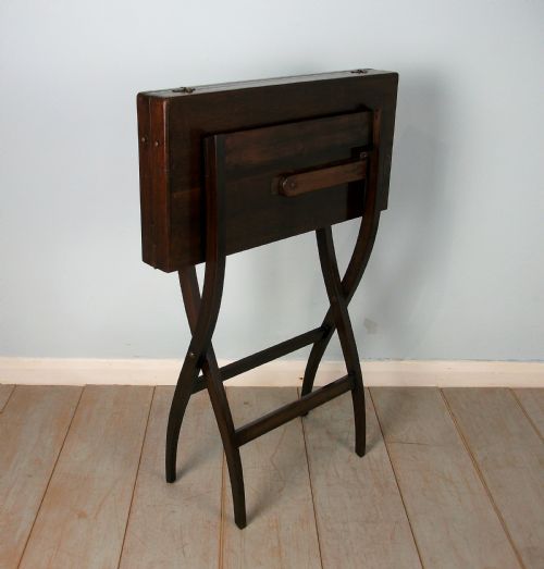MAHOGANY MILITARY CAMPAIGN FOLDING DESK AND GAMES TABLE - ADDITIONAL PHOTO 10