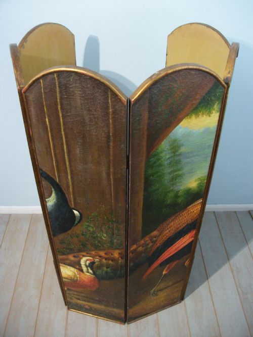 LARGE WALL ART OIL PAINTING DEPICTING EXOTIC ANIMALS BIRDS DESIGNED AS A SIX PANEL FOLDING DRESSING SCREEN ROOM DIVIDER - ADDITIONAL PHOTO 9