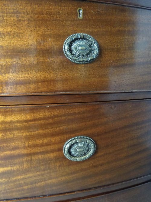 A MAHOGANY BOW FRONTED CHEST OF DRAWERS OF SMALL PROPORTIONS - ADDITIONAL PHOTO 13