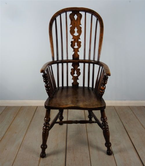 ash elm windsor kitchen high back armchair - CATEGORY: ANTIQUE CHAIRS - DATED 1850