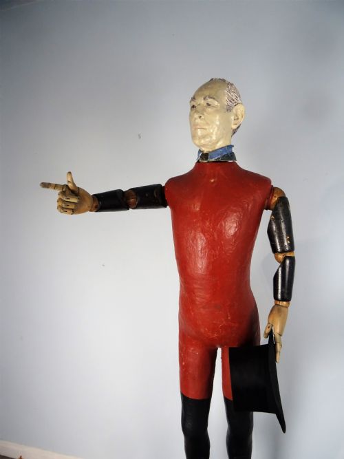 RARE LIFE SIZE ANTIQUE SHOP DISPLAY PAINTED PAPIER MACHE MANNEQUIN - ADDITIONAL PHOTO 13
