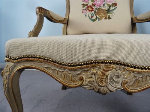 A FINE PAIR OF PAINTED GILT FRENCH ARMCHAIRS FAUTEUIL - ADDITIONAL PHOTO 18