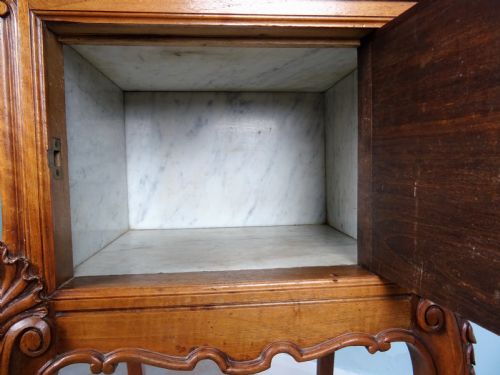 PAIR OF FRENCH WALNUT AND MARBLE BEDSIDE CUPBOARDS - ADDITIONAL PHOTO 18