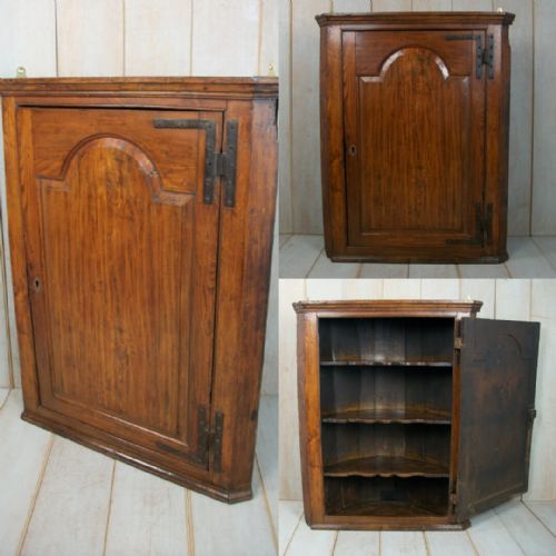 18th c georgian oak barrel back corner cupboard - CATEGORY: ANTIQUE CUPBOARDS - DATED 18TH CENTURY