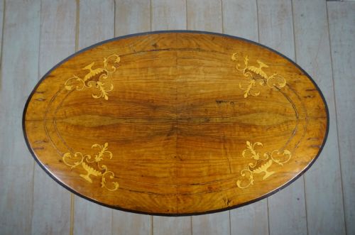 INLAID OVAL WALNUT OCCASIONAL SIDE TABLE - ADDITIONAL PHOTO 3