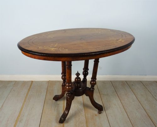 INLAID OVAL WALNUT OCCASIONAL SIDE TABLE - ADDITIONAL PHOTO 5