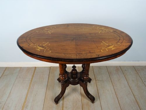 INLAID OVAL WALNUT OCCASIONAL SIDE TABLE - ADDITIONAL PHOTO 6