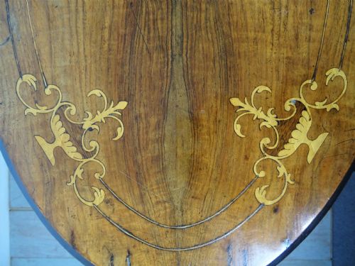 INLAID OVAL WALNUT OCCASIONAL SIDE TABLE - ADDITIONAL PHOTO 10