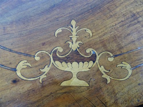 INLAID OVAL WALNUT OCCASIONAL SIDE TABLE - ADDITIONAL PHOTO 12