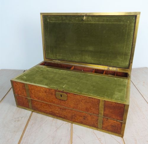 RARE AMBOYNA MILITARY GEORGIAN CAMPAIGN TRIPLE WRITING SLOPE - ADDITIONAL PHOTO 7