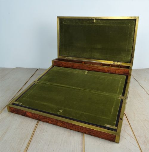 RARE AMBOYNA MILITARY GEORGIAN CAMPAIGN TRIPLE WRITING SLOPE - ADDITIONAL PHOTO 9