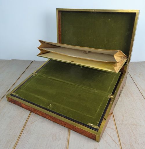 RARE AMBOYNA MILITARY GEORGIAN CAMPAIGN TRIPLE WRITING SLOPE - ADDITIONAL PHOTO 11