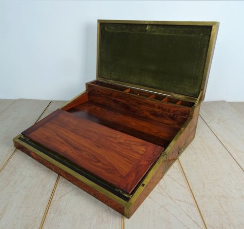RARE AMBOYNA MILITARY GEORGIAN CAMPAIGN TRIPLE WRITING SLOPE - ADDITIONAL PHOTO 27