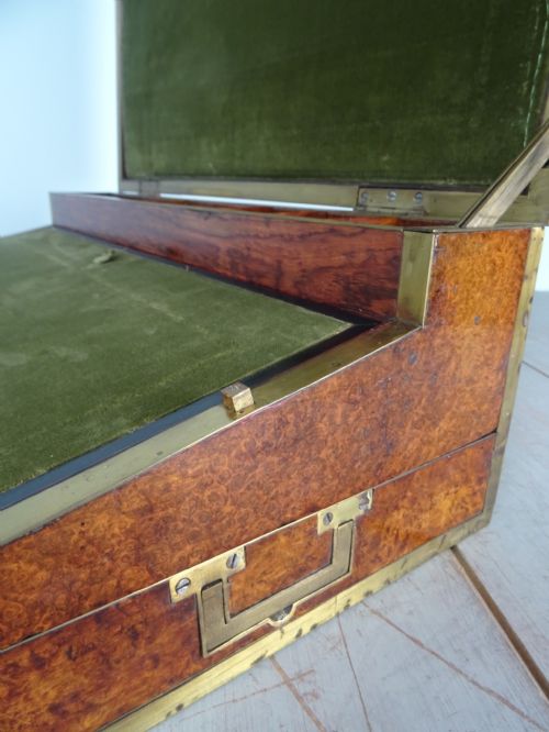 rare amboyna military georgian campaign triple writing slope - CATEGORY: ANTIQUE BOXES - DATED GEORGIAN