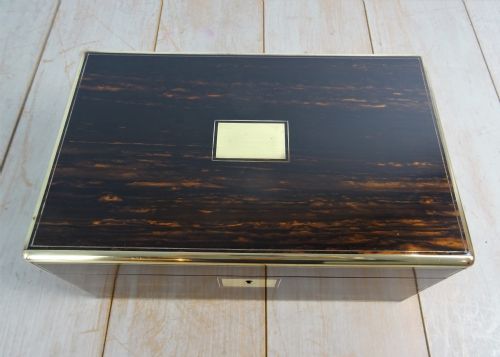 VICTORIAN CAMPAIGN BRASS BOUND COROMANDEL WRITING SLOPE - ADDITIONAL PHOTO 3