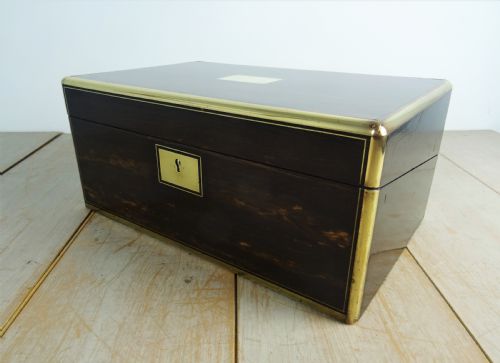 VICTORIAN CAMPAIGN BRASS BOUND COROMANDEL WRITING SLOPE - ADDITIONAL PHOTO 5