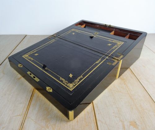VICTORIAN CAMPAIGN BRASS BOUND COROMANDEL WRITING SLOPE - ADDITIONAL PHOTO 6