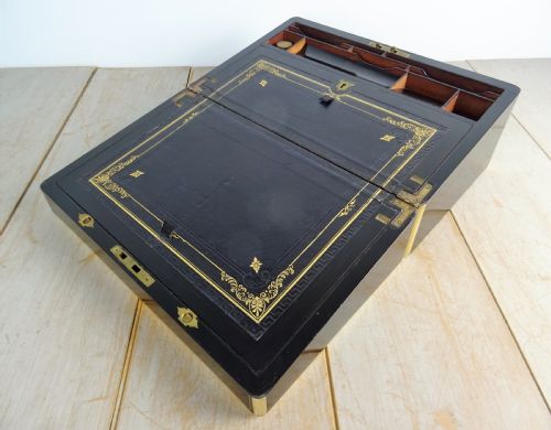 VICTORIAN CAMPAIGN BRASS BOUND COROMANDEL WRITING SLOPE - ADDITIONAL PHOTO 7