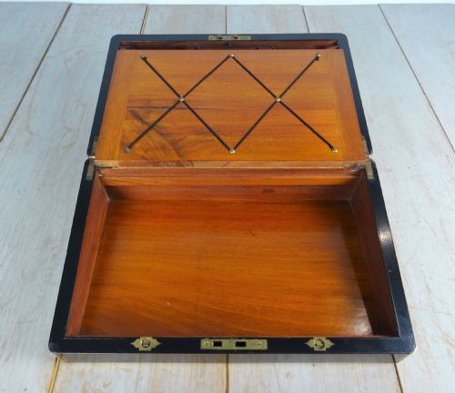 VICTORIAN CAMPAIGN BRASS BOUND COROMANDEL WRITING SLOPE - ADDITIONAL PHOTO 8