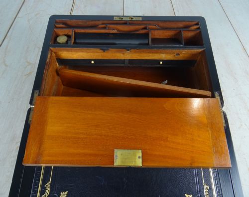 VICTORIAN CAMPAIGN BRASS BOUND COROMANDEL WRITING SLOPE - ADDITIONAL PHOTO 10