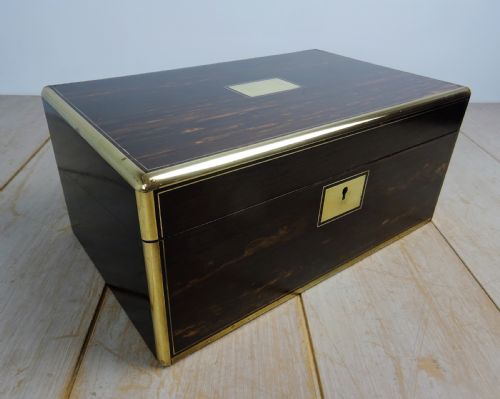VICTORIAN CAMPAIGN BRASS BOUND COROMANDEL WRITING SLOPE - ADDITIONAL PHOTO 19