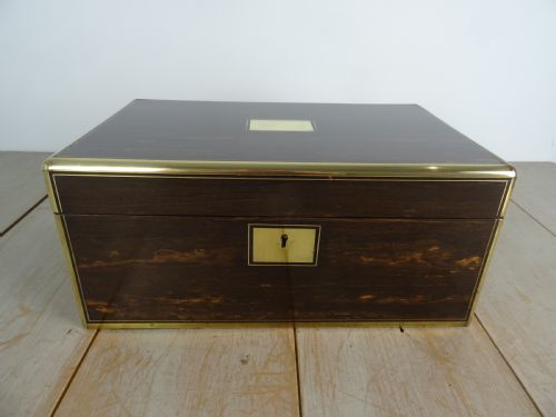 VICTORIAN CAMPAIGN BRASS BOUND COROMANDEL WRITING SLOPE - ADDITIONAL PHOTO 21