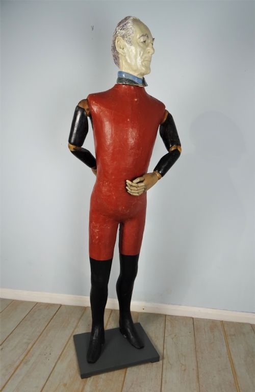 RARE LIFE SIZE ANTIQUE SHOP DISPLAY PAINTED PAPIER MACHE MANNEQUIN - ADDITIONAL PHOTO 1
