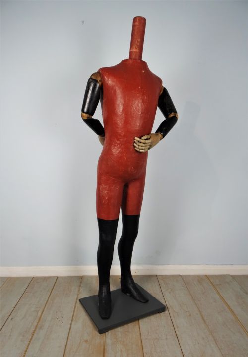 RARE LIFE SIZE ANTIQUE SHOP DISPLAY PAINTED PAPIER MACHE MANNEQUIN - ADDITIONAL PHOTO 3