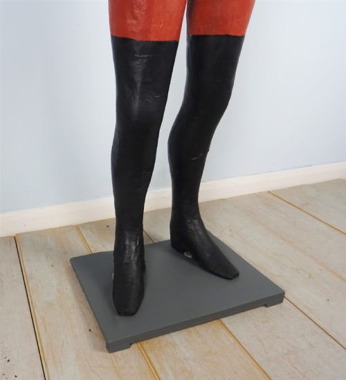 RARE LIFE SIZE ANTIQUE SHOP DISPLAY PAINTED PAPIER MACHE MANNEQUIN - ADDITIONAL PHOTO 4