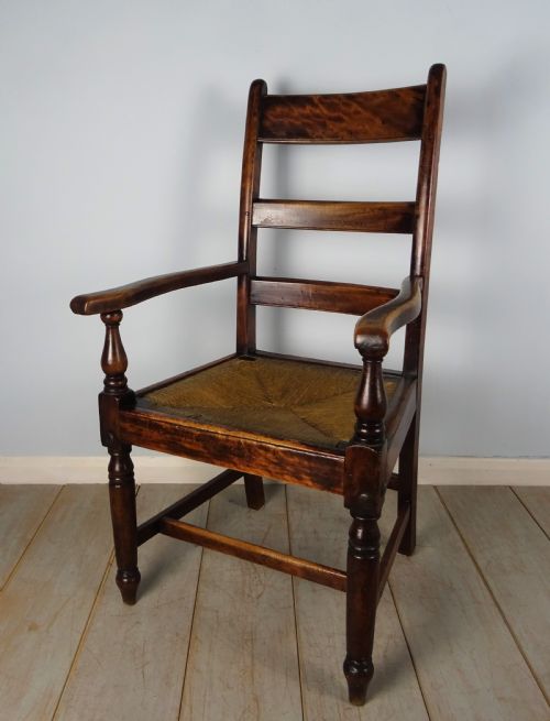 LATE C18TH MAHOGANY AND FRUITWOOD COUNTRY HOUSE OPEN ARMCHAIR - ADDITIONAL PHOTO 5