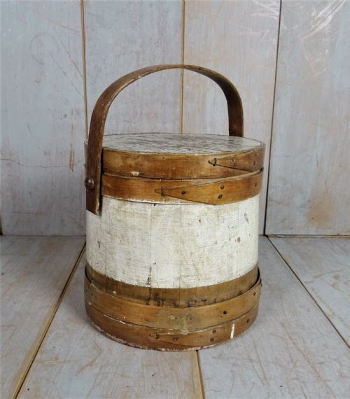 antique painted floursugar bucket - CATEGORY: ANTIQUE MISCELLANEOUS - DATED 1910