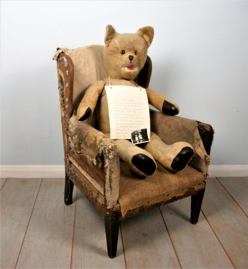 childs wing chair and bear - CATEGORY: ANTIQUE CHAIRS - DATED 1920