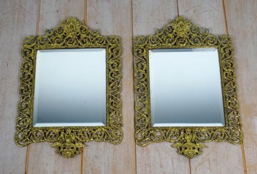 PAIR OF VICTORIAN BRASS WALL MIRRORS - ADDITIONAL PHOTO 2