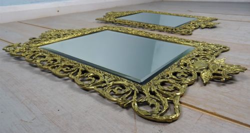 PAIR OF VICTORIAN BRASS WALL MIRRORS - ADDITIONAL PHOTO 1