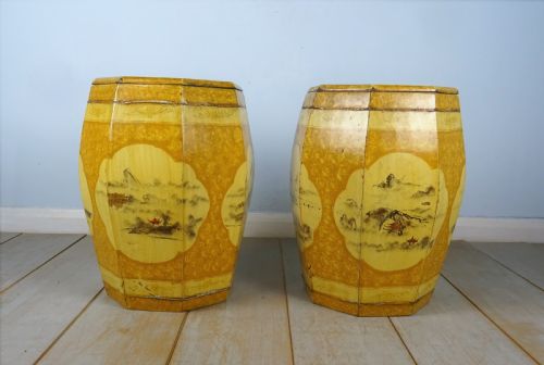 ANTIQUE CHINESE PAINTED BARREL SEATS - ADDITIONAL PHOTO 3