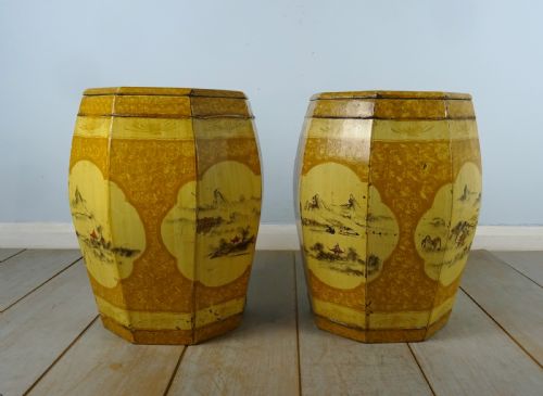 ANTIQUE CHINESE PAINTED BARREL SEATS - ADDITIONAL PHOTO 4