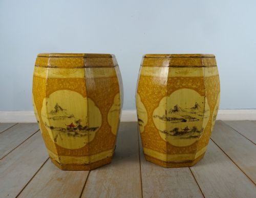 ANTIQUE CHINESE PAINTED BARREL SEATS - ADDITIONAL PHOTO 5