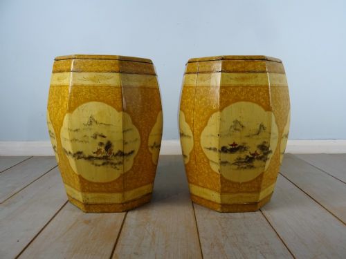 ANTIQUE CHINESE PAINTED BARREL SEATS - ADDITIONAL PHOTO 7