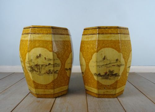 ANTIQUE CHINESE PAINTED BARREL SEATS - ADDITIONAL PHOTO 8
