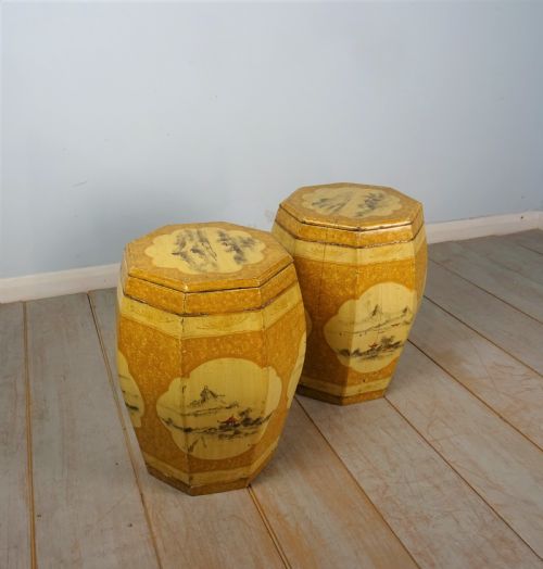 ANTIQUE CHINESE PAINTED BARREL SEATS - ADDITIONAL PHOTO 11