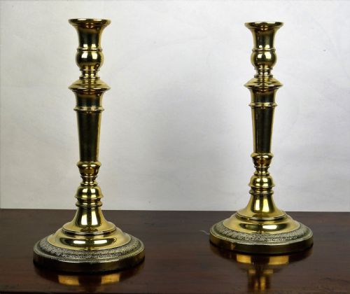 pair of 19th c brass candlesticks - CATEGORY: ANTIQUE LIGHTING - DATED 19TH CENTURY