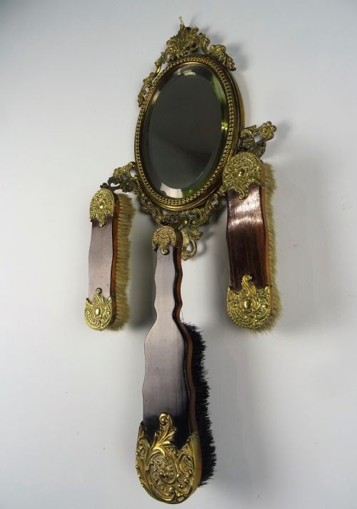 VICTORIAN HALL MIRROR AND BRUSH SET - ADDITIONAL PHOTO 1