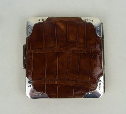 SUPERB ENGLISH VICTORIAN SILVER AND CROCODILE CARD CASE - ADDITIONAL PHOTO 4