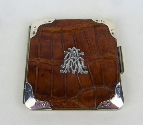 SUPERB ENGLISH VICTORIAN SILVER AND CROCODILE CARD CASE - ADDITIONAL PHOTO 5